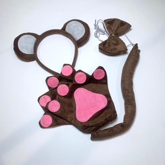 ❤️ Kirei Sui Tutu Ears Paws Hat Childrens Halloween Costume Dog Bear Brown - Picture 2 of 11